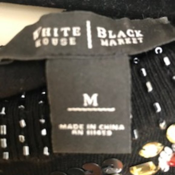 White House Black Market Rhinestone Silk Sweater - Picture 7 of 8